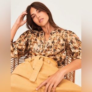 💫HP‼️💫 NWT BA&SH Gaby Silk Blend Blouse in Allover Metallic Print, Sz 2 (Med)